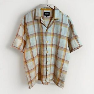 Malibu By Drill Cotton Blend Hawaiian Shirt Men's Size XL Plaid Check Breathable